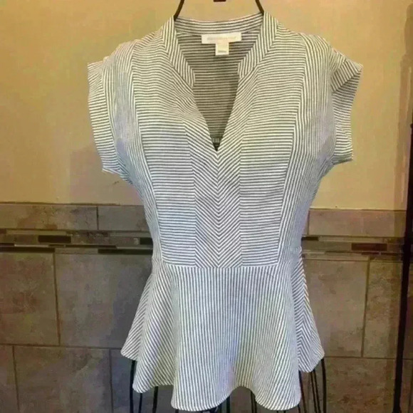 Monteau Tops - Monteau Dressy Womens Blouse Size M Blue and White